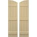 Ekena Millwork ARW401BE414X58NTH Americraft Four 3 Exterior Real Wood Joined Board-n-Batten Shutters w/Elliptical Top (Per Pair), 14"W x 58"H, Natural Twine