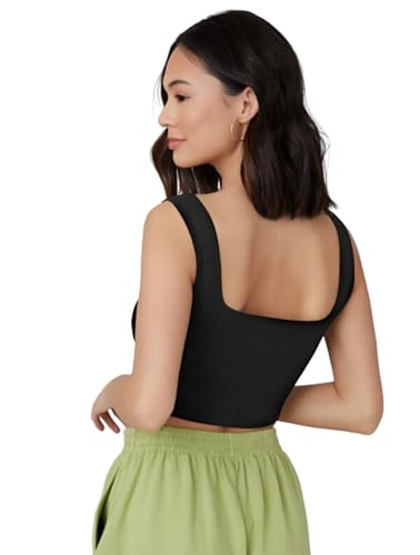 Image of Ben Martin Women's Cotton Stretchable Square Neck Sleeveless Tank Top