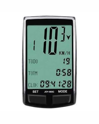 Ciclocomputador Cuentakilómetros para Bicicleta inalámbrico con velocímetro, retroiluminación, Doble batería, activación automática y antirinterferencia Ciclocomputador Resistente Agua
