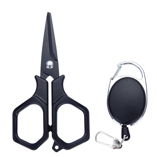 MiOYOOW Tijeras de Pesca de Acero Inoxidable, Mini Tijeras portátiles para Aves de Corral con Espiral, alicates y Accesorios para Peces en Agua Salada y Dulce
