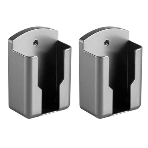 BlesConi Soporte de pared para control remoto, caja de almacenamiento de plástico que ahorra espacio para TV, aire acondicionado, ventilador, control remoto, paquete de 2 (gris)