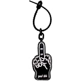 NINATY Funny Keychain Black Leather Bag Charms for Men Women Girls Handmade Middle Finger Keychain Cool Purse Charms Pendant Cute Keychains for Backpacks Handbags Car Keys Accessories Christmas Gift