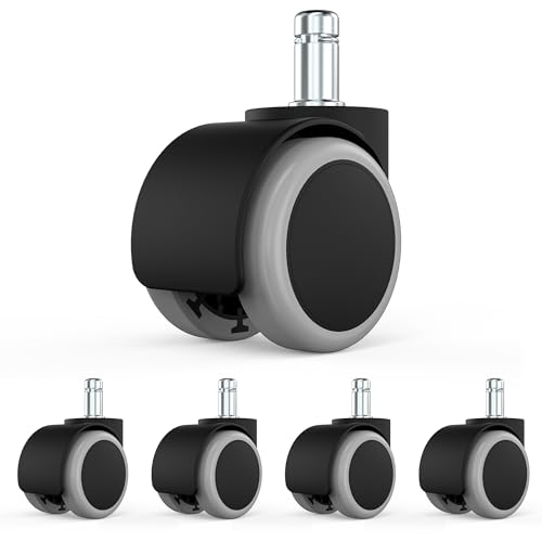 Roulettes pour chaises de bureau,10 * 22 MM roulettes pour chaises de bureau pour protéger le sol,idéal pour parquet,stratifié,carrelage et sols en pierre（5PCS,Gris）