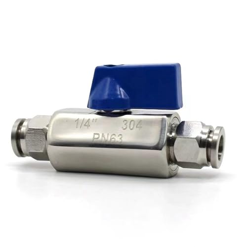 Válvula de bola acero inoxidable SS304 para tubos neumáticos de 8mm a presión rápidos 4