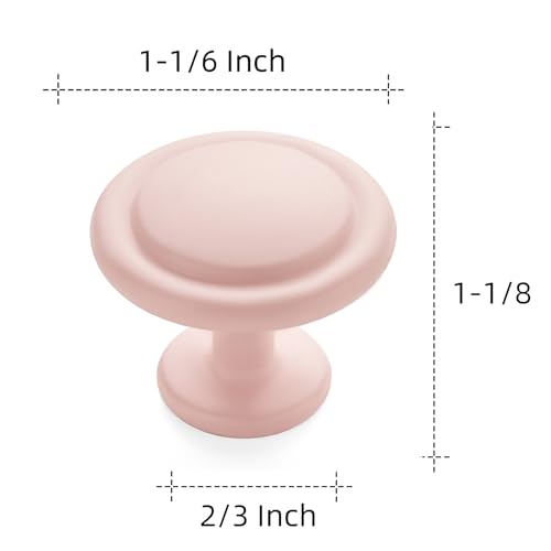 Image of Ravinte 5 Pack 1-1 /4 Inch Kitchen Cabinet Knobs Pink Frosted Zinc Pulls Door Handles for Dresser Drawers