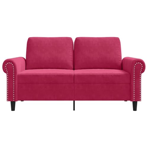 Sofá de 2 plazas cómodo rojo vino con reposabrazos y estructura de metal 6