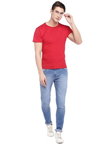 Image of HIGH STAR Blue Slim Fit Mid-Rise Clean Look Stretchable Jeans | Men's Casual Bottom Wear (30)