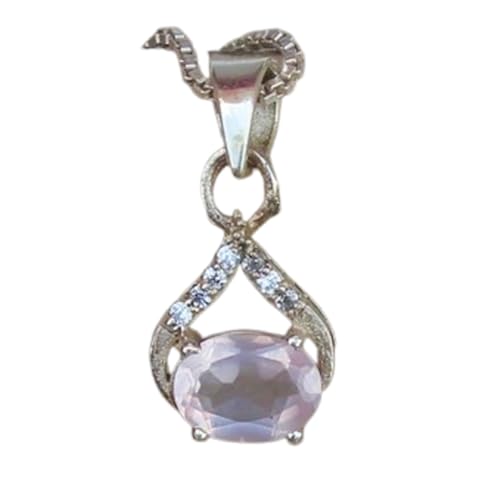 Collier quartz rose naturel pendentif ovale LKBEADS argent 925 chaîne 45 cm