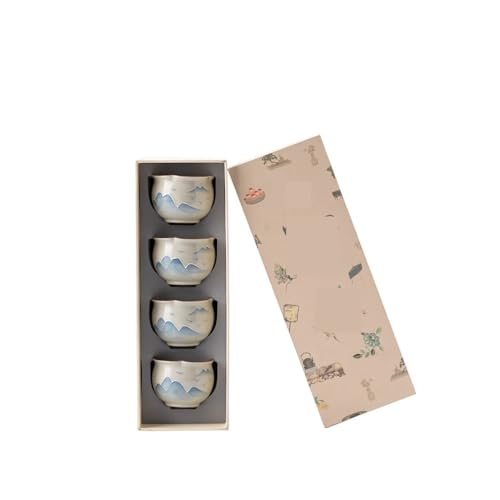 Tazas Matcha Taza de té chino Taza de café de viaje Paisaje pintado a mano Gran juego de taza de té Taza de maestro de Kung Fu bajo esmalte Juego de té con infusor