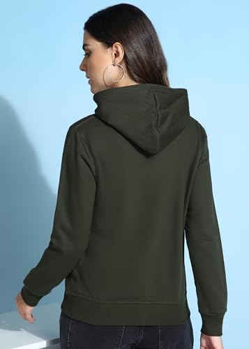 Image of Alan Jones Clothing Women's Solid Zipper Hooded Sweatshirt | Front Zip, Ribbed Hem, Lined Hood, Casual Winter Wear