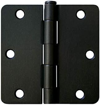 9 Pack 3 1/2 Inch Black 3.5L x 3.5H with 1/4-Inch Corner Radius Interior Door Hinge