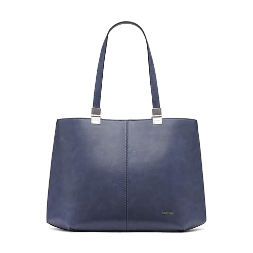 Image of Calvin Klein Women's Granite Geometric Tote Bag - Vegan Leather, Monogram, 3 Pockets