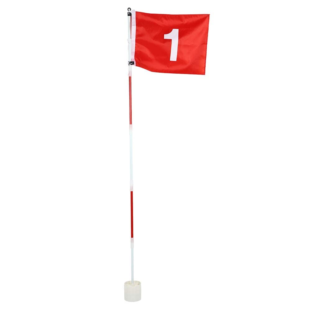 Ejoyous - Juego de banderas de agujero de golf (5 banderas de portátiles con bandera roja banderín y putting Cup mástil de bandera verde extraíble