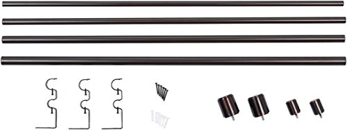 AmazonBasics 1" Double Curtain Rod With Cap Finials - 36" to 72", Dark Bronze - Thumbnail 2