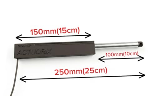 Image of Actuorix Gear Up Electric Linear Actuator, 100mm Stroke, 12V DC, Metal Gearbox, Built-in Limit Switches, for Robotics and Automation