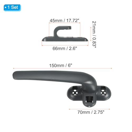 Cerradura de ventana abatible interna y externa gris para perfiles verticales y horizontales 3
