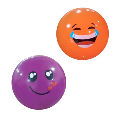 Image of GENIE'S Toy Bus 9-Inch Funny Faces Play Ball | Interactive | for Pool, Beach & Garden | Perfect for Outdoor & Indoor Play | PVC Ball for Kids & Adults I Pack of 2 (Multicolor)