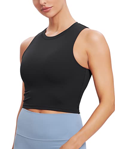 Natural Feelings Nudi Sports Bras For Women Removable Padded Yoga Tank Tops Sleeveless Fitness Workout Crop Tops Black thumb #6