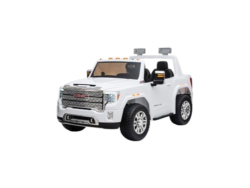 RIDE TRIKE Voiture à Batterie Blanche GMC Sierra HD 12 V. 2.4 GHZ