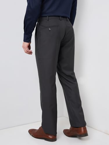 Image of Park Avenue Men's Smart Fit Mid Rise Solid Pattern Poly Viscose Blend Pleatless Formal Trouser