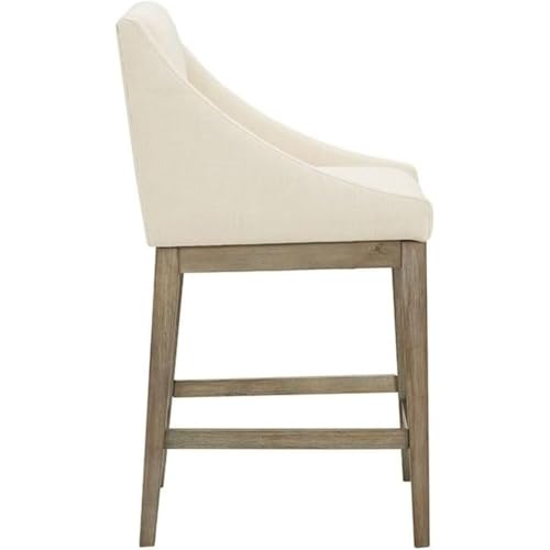 Image of Simon Modern Bar Stool Kitchen Island Chair Sleek Counter Height Sturdy Wood Frame Upholstered Seat Contemporary Design for Home Dining Breakfast Cream Finish