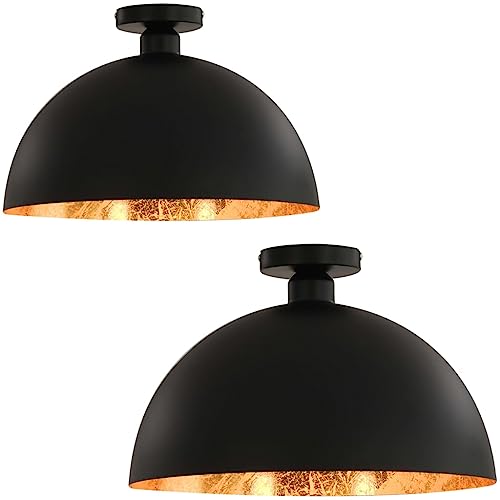 Lampe de plafond E27 semi-sphérique noire pour éclairage intérieur - 3