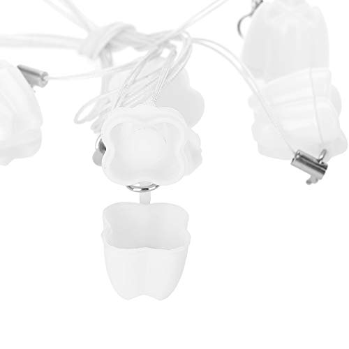 FILFEEL Milchzahndose mit Seil, 5 Stück Plastik Baby Milchzahn Aufbewahrungsbox Zahndose Zahnbox, Zahnschoner Halsketten für Jungen und Mädchen(Weiß)