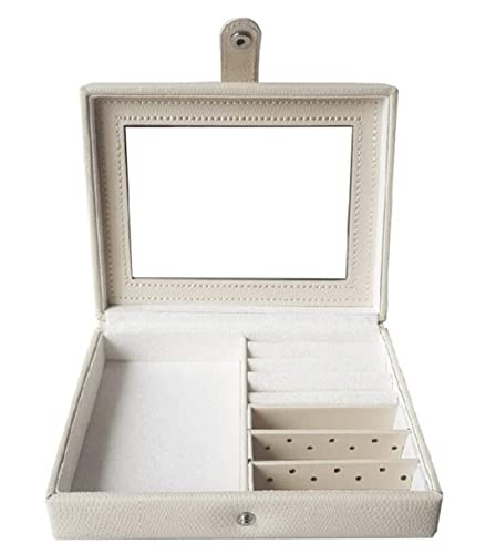 Boîte à bijoux organisateur de bijoux en cuir CFWSHJ vitrine miroir pour collier et bague