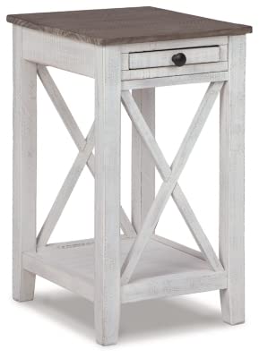 Signature Design by AshleyAdalane Accent Table, White & Gray, 14" W x 17" D x 25" H