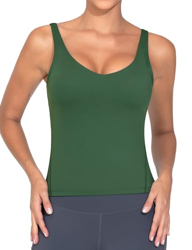 Image of THE GYM PEOPLE Women's Longline Sports Bra Wirefree Padded Workout Yoga Tank Top