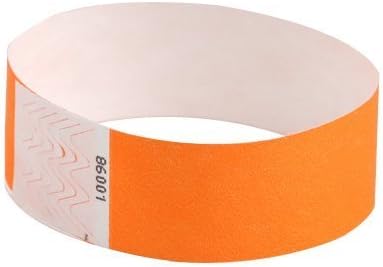 EventWristbands Premium 1" Tyvek Wristbands (500 Count, Neon Orange) - Red, Green, Blue, Yellow & Orange Colored Event Wristband Paper Bracelets - Neon Wrist Bands For Parties, Festivals, Fairs
