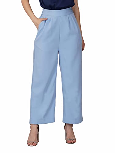 Image of fabcoast High Waist Wide Leg Loose Relaxed fit Women Pants - Flare Style, Half Waistband, Soft and Breathable Fabric - Ideal for Casual and Formal Wear.