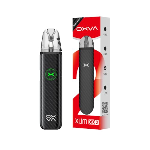 OXVA XLIM Go 2 Black Carbon – Pod Kit 2 ml (TPD), 1500 mAh, 30 W, USB-C, Top Fill y Airflow Slider | MTL & RDL | Solo hardware, sin líquido ni nicotina (sin sabor)