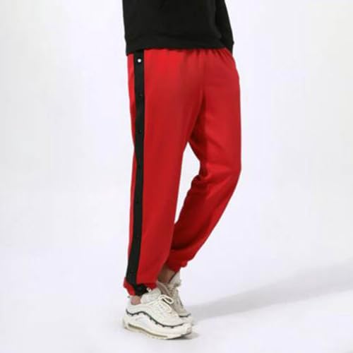 Mens Tear Basketball Pants Casual High Split Snap Button Cotton Post- Sweatpants with Pockets3
