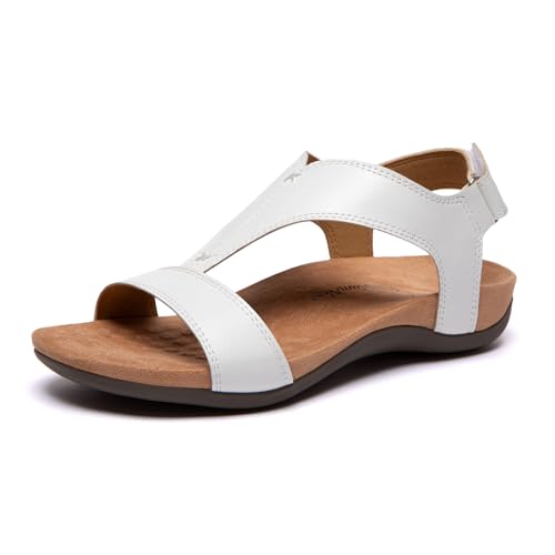 Image of Women's Orthopedic Sandals Open Toe T-Strap Orthopedic Flat Sandals Arch Support and Adjustable Straps Orthotic Sandal Walking Comfort Summer Shoes