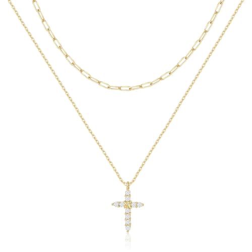 Women's Layered Cross Necklace - image 1