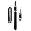 Lanxivi Duke D2 Fountain Pen Black Silver Trim Fine Nib with Additional Fude Nib (Bent Nib) and Converter Calligraphy Art Pen Set