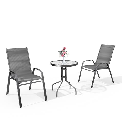 La Mejor Recopilación de Sillas de comedor de jardín los mejores 5. 44 SONGBATE - Juego de bistró para patio al aire última intervensión, mesa redonda de 36 pulgadas con 2 sillas