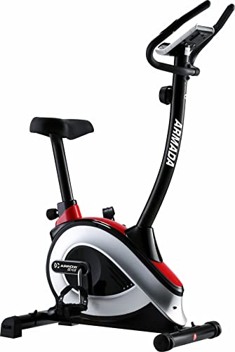 Arrow Fitness Upright Exercise Bike With Magnetic-Resistance | Imported, Real Weight Capacity- 120 KG, 12 Months Warranty, Easy Installation | (Black, Silver, Red)