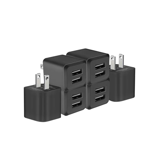 Image of USB Wall Charger, Charger Block,Dual Port USB Cube Chargers,Power Adapter Charging Plug Box Brick for iPhone 14 /13 /12 /11 /Pro Max /SE /XS /XR /X,Android Phones, and More (Black*6)