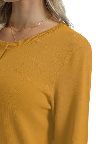 Image of QUALFORT Women's 100% Cotton Lightweight Cardigans Long Sleeve Knitted Button Down Sweater