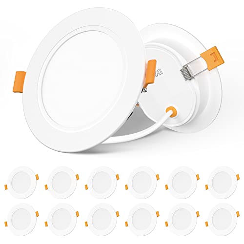 addlon LED Einbaustrahler 230V Ultra Flach, LED Spots 9W Deckenspots Deckenstrahler Einbauleuchten 3000K Warmweiß Einbauspots für Schlafzimmer Badezimmer Wohnzimmer, 12er Set Cover