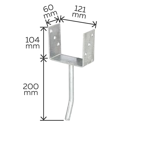 Gah-Alberts 214104 U-Shaped Post Holder with Concrete Base Made from Round Steel Hot-Dip Galvanised Width 121 mm - Image 2