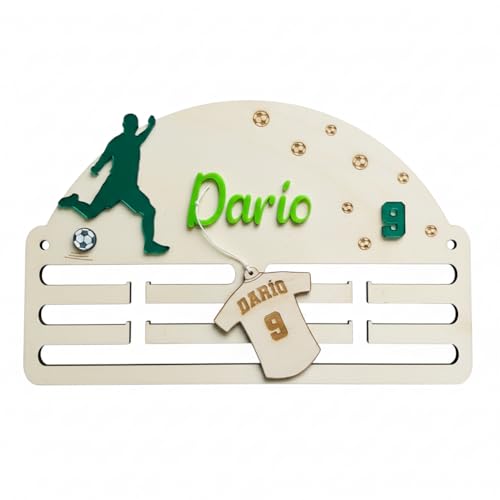 Genérico Ideas CAÓTICAS | Medallero de Fútbol Personalizado para Niños/as y Jugadores/as. Personalizado con Nombre y número en acrílico. Regalo para Deportistas. Fabricado en España.