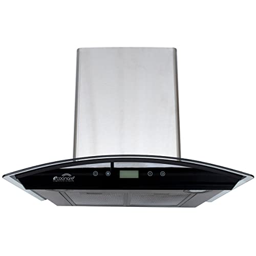 Lista de Campanas de Acero Inoxidable para Cocina los mejores 10. 44 Campana de Cocina 60cm para Pared, Acero Inoxidable y Vidrio Templado, Extractora y Purificadora, 3 Velocidades, con Iluminacion, Filtro Metalico Lavable