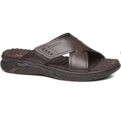 CHINELO SLIDE MASCULINO PEGADA 134502 COURO PALMILHA AMORTECH (Cravo, BR, Adulto, Numérico, 44)