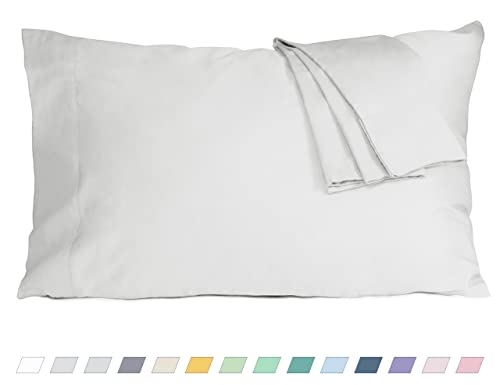 Pillow Cases, King Size Cotton Percale Weave Pillowcases, Pre-Shrunk Breathable and Hypoallergenic Pillowcases, Set of 2 (2 Piece King 20 Inch x 40 Inch, Light Gray)