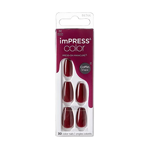imPRESS Kiss Color Nails Medium Coffin- Winery in NYC IMC511C