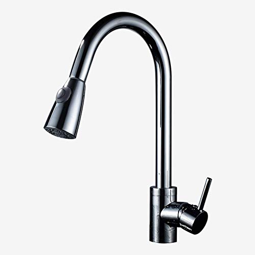 Robinet d'eau monotrou extractible argenté pour évier de cuisine et salle de bain