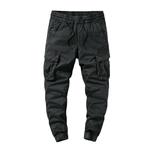 Pantalon cargo décontracté homme en coton lavé d'automne à multipoches